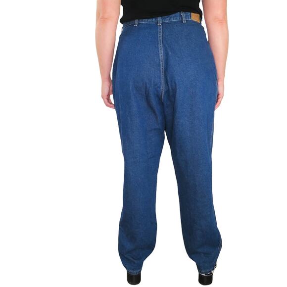 1980s Vintage Lee Jeans High Rise Yoke Tapered Straight Leg Mom Jeans 34" - Picture 3 of 9